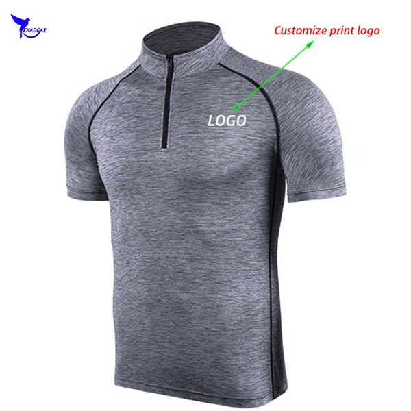 

customize print logo summer men running t shirts short sleeve quick dry gym fitness tee shirt stretch workout soccer sportswear, Black;blue