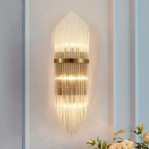 

Creative Golden Luxury Indoor Living Room Crystal Wall Lamp Bedside Lamp Led Post Modern Classic Hotel Aisle Corridor Light