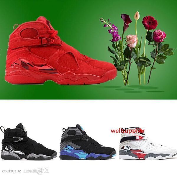 

новый 2019 arrivel мужская баскетбольная обувь 8 день святого валентина аква релиз хром 8s высокое качество спортивные кроссовки кроссовки р