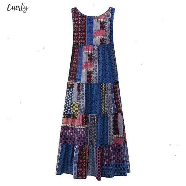 

2020 women summer long beach sundress plus size 5xl casual loose sleeveless patchwork print irregular tank dress designer clothes, Black;gray