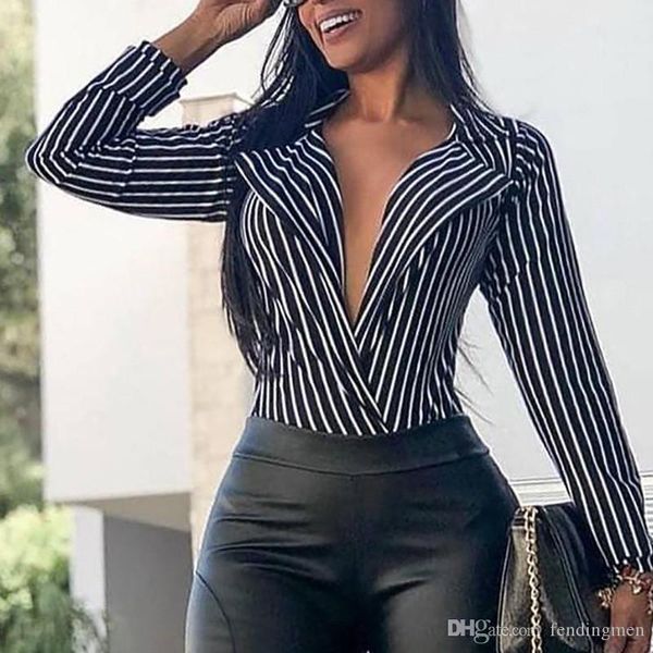 

spring autumn womens shirt fashion loose v-neck striped long sleeved women blouses women causal shirt, White