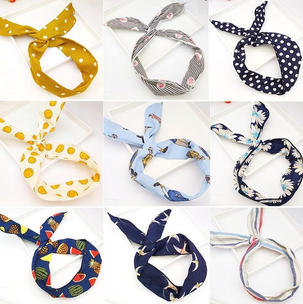 

горячие продажи hairband для женщин ткань цветы полосатый волос обруч уши кролика headhead девушки голову деформации женщины аксессуары для, Silver