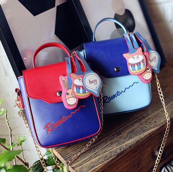 

new mini phone bag girls chain shoulder bags graffiti small handbags two-tone bag