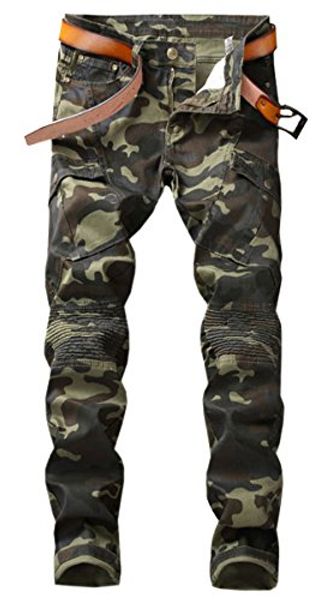 

qzh.duao men's camo denim jeans, Blue