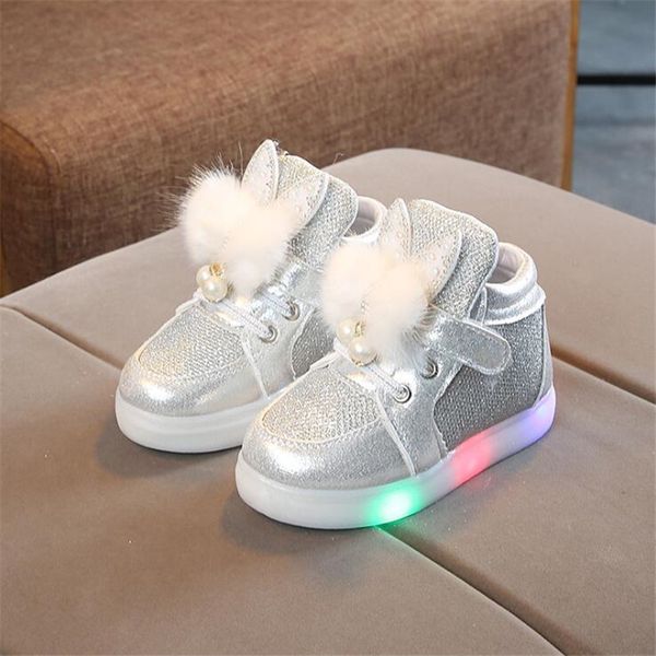 

children glowing shoes kids princess girls led shoes spring autumn cute baby sneakers eu size 21-30, Black;red