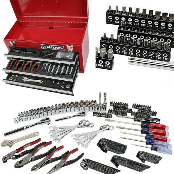 

Craft man 178 piece mechanical tool et amp metal box teel drive wrench clamp how original title