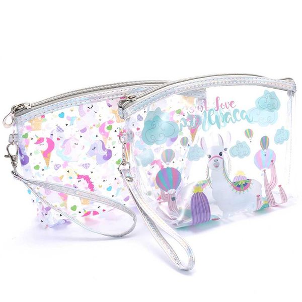 

new sale women unicorn pvc makeup bag waterproof toiletry bag travel cosmetic transparent zipper organizer purse