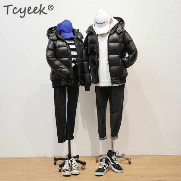 

tcyeek women's down jacket fashion winter coat female korean thick duck down short puffer jacket women hooded warm coats lw798, Black