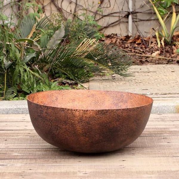 2019 Ultra Thick Vintage Bronze Terrace Basin Art Basin European Mexican Sround Copper Vanity Sink Hand Hammered Copper Sink Copper Bathroom Sink From