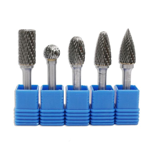 

5pcs set carbide rotary file double grain tungsten steel barrel sharpening knife engraving grinding head tool