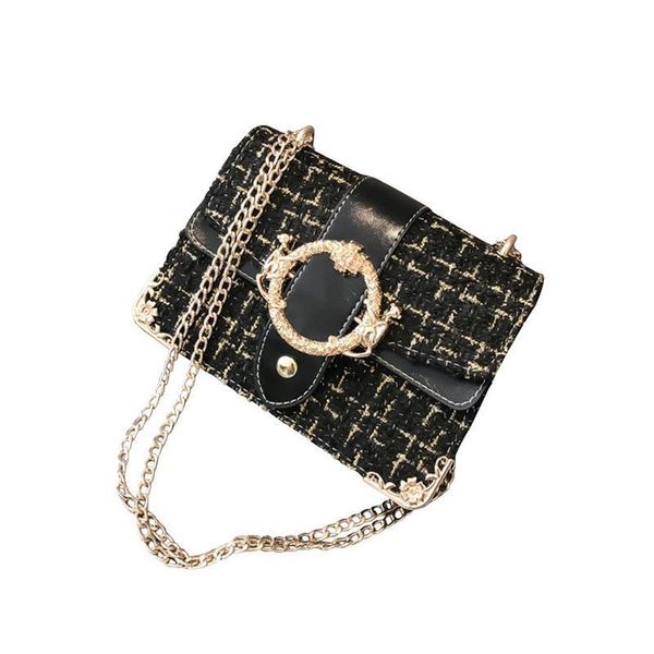 

женщины слинг цепи наплечная сумка посланник шерстяная корейская мода crossbody цепь металлическая квадратная пряжка ручной pu сумки роскошн