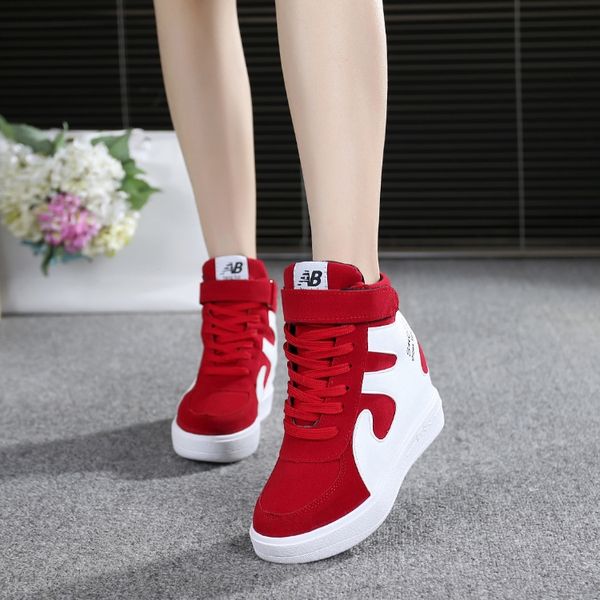

autumn 2019 new kind high-rise women's thick bottom and high uppers leisure sports shoes women's all-purpose muffin single boots, Black