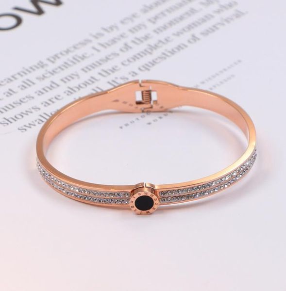 

полный бриллиантовый браслет круглый титановая сталь черный письмо браслет 18k золотой браслет, Golden;silver