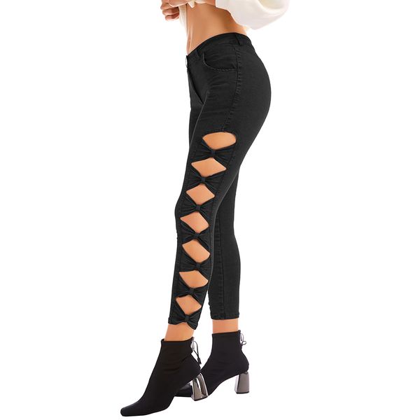 

danala autumn new style women's jeans pans fashion broken hole pants slim pencil pants full length loose cowboy, Blue