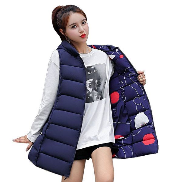 

women's vests women waistcoat autumn winter vest female sleeveless jacket hood warm long colete feminino plus size outerwear, Black;white