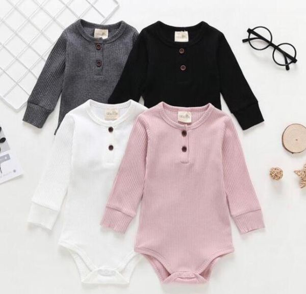 

девочка одежда ползунки 100% простой хлопок o-образным вырезом дизайн с длинным рукавом сплошной цвет ползунки девочка мальчик младенца весн, Blue