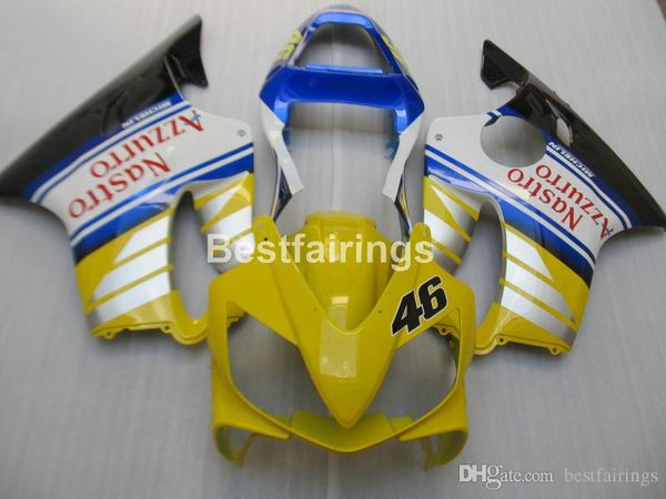 100% adatto per carenature stampate ad iniezione Honda CBR600 F4i 01 02 03 kit carenatura bianco giallo CBR600F4i 2001 2002 2003 HW15