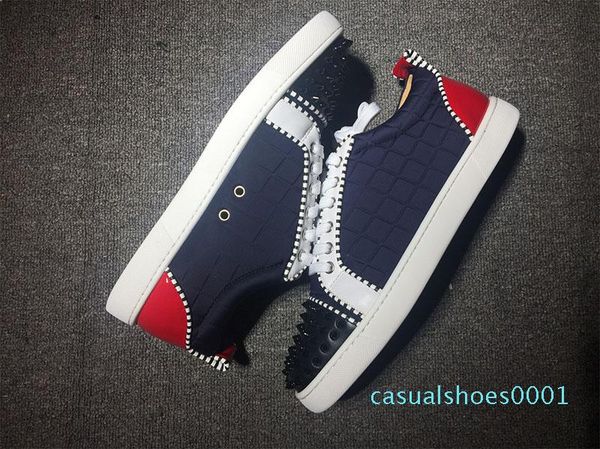 

mens red bottoms shoes for men brand luxury designer low fashion studded spikes flats casual bottom sneakers zapatillas des ae22, Black