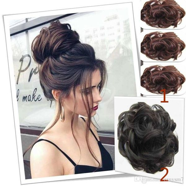 Hair Bun Hairpiece Dark Brown Messy Bun Hair Women S Wavy Curly