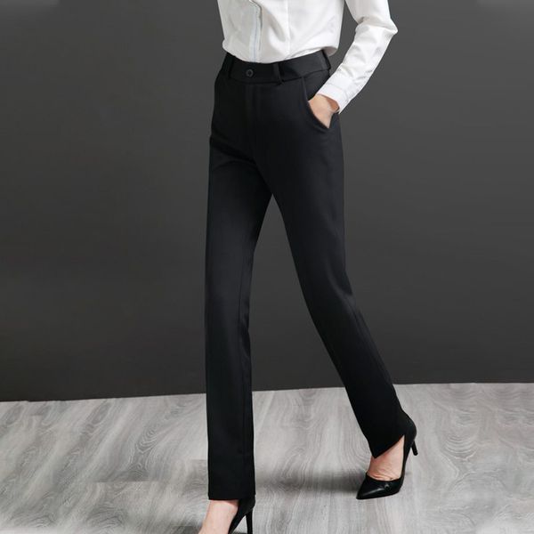 

spring summer high-waisted wear suit pants female black work clothes formal wear suit long pants going to work gong ku straight, White;black