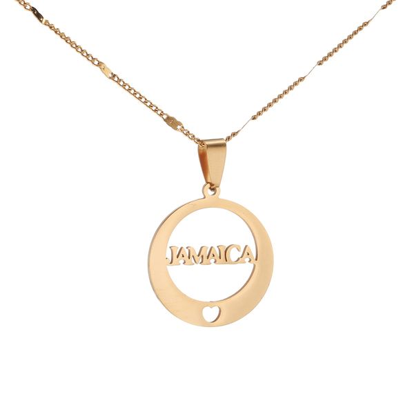 

stainless steel trendy round jamaica pendant heart jamaican simple letter jewelry, Silver