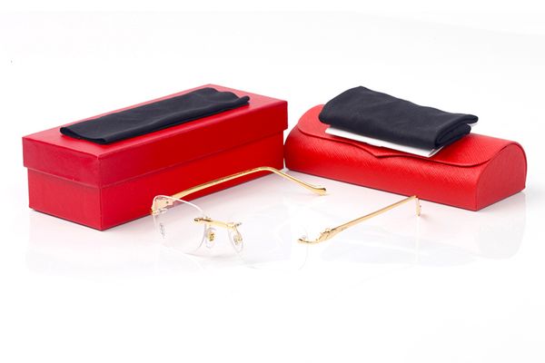 

Роскошные очки для мужчин женщин унисекс 2019 Известный дизайнер Rimless ретро ВС очки Clear Зеркала сплав Frame UV400 очки