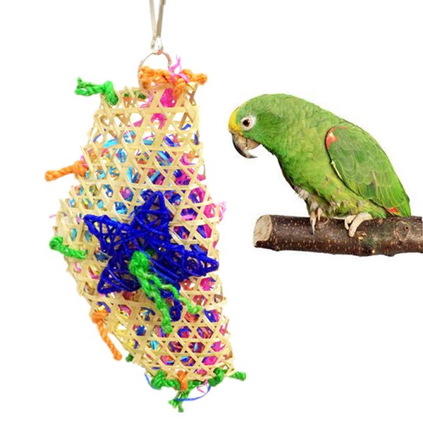 

bird toys parrot toys bamboo swing parrot cage hanging cockatiel parakeet pet bird bites climb chew wholesale 40dc27