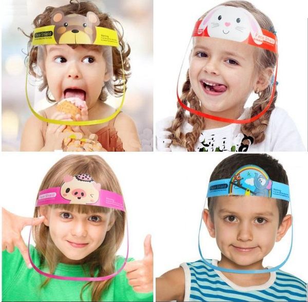 

DHL 3-5 Days Children Cartoon Face Shield Anti-fog Isolation Kids Protective Mask Transparent PET Splash Droplets Head Cover fy8096