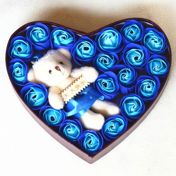 

heart box bear rose flower soap bouquet valentines gift
