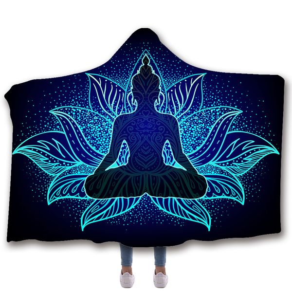 

mandala boho психоделического printed плюш с капюшоном одеяла для взрослых kid теплого дома диван носимых двойного слоя руно throw одеяло
