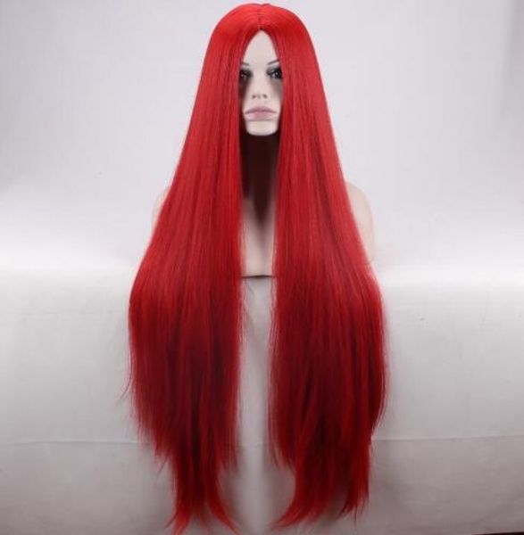 

sally 95cm long straight red cosplay wig +a wig cap>>>>>new fashion picture wig, Black
