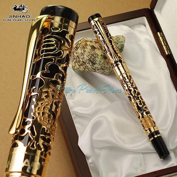 

jinhao 5000 series office school stationery 4 colors golden embossed dragon cover luxury fountain pen + additional gift refills