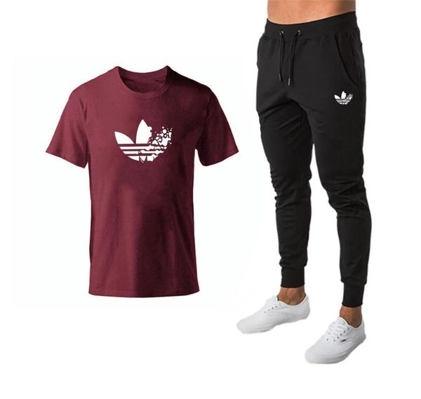 

2020 summer special men's t-shirt + pants two-piece sports track suit men's t-shirt gym fitness pants sportswear, Black;blue
