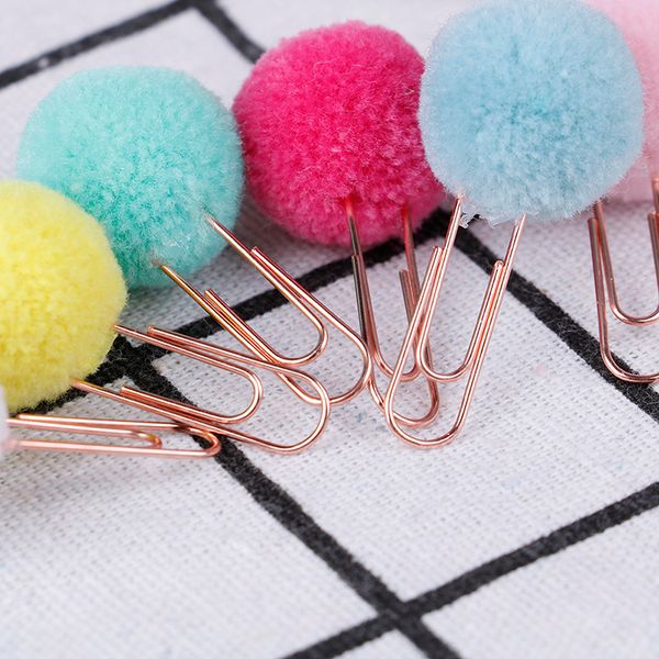 

6pcs hairball cilp modeling paper clip fashion office lady style office supplies