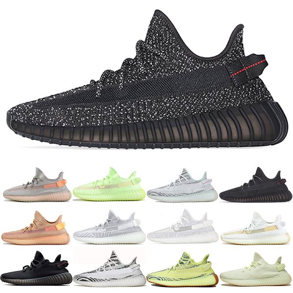 

Black Static Reflective Men Women Running Shoes Kanye West Blue Tint Clay Sesame Zebra Mens Trainer Athletic Sports Sneakers Size 36-47