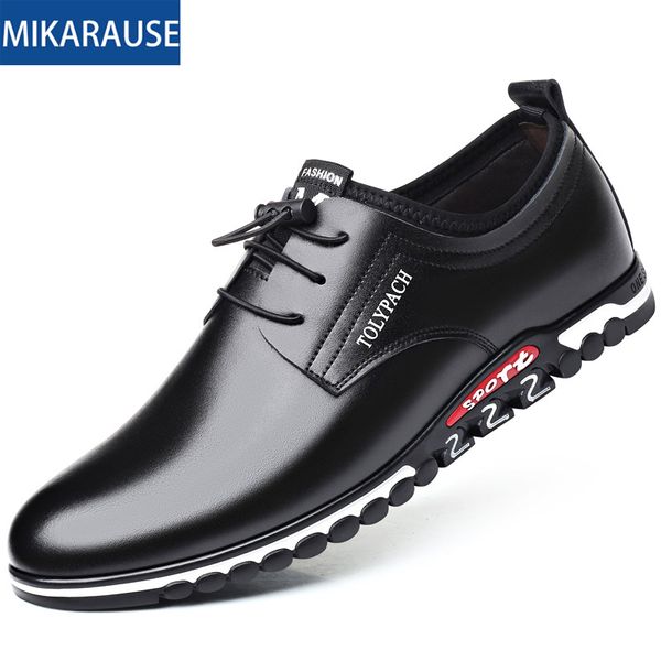 

2019 new men's genuine leather shoes mens slip-on comfortable business working trending loafers man casual travel office shoes, Black