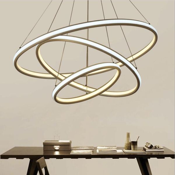 

high brightness double glow modern round ring aluminum pendant lights led chandeliers for dining kitchen room rings white hanging chandelier