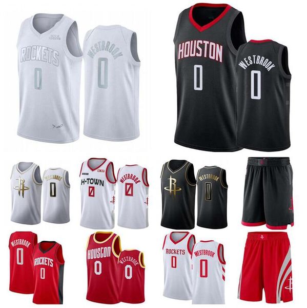 

men basketball rockets 13 james harden 0 russell westbrook red white black swingman sleeveless jersey and pant, Black;red
