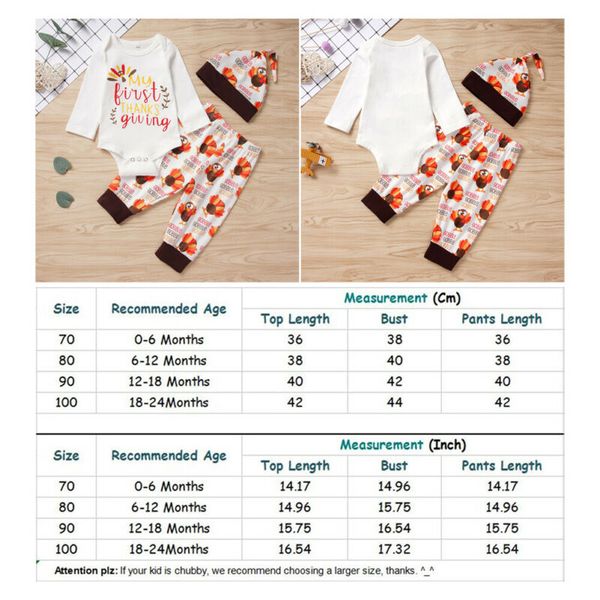 

us newbornbaby boy girl thanksgiving romper letter + print pants turkey pants outfit clothes 6-24 months, White