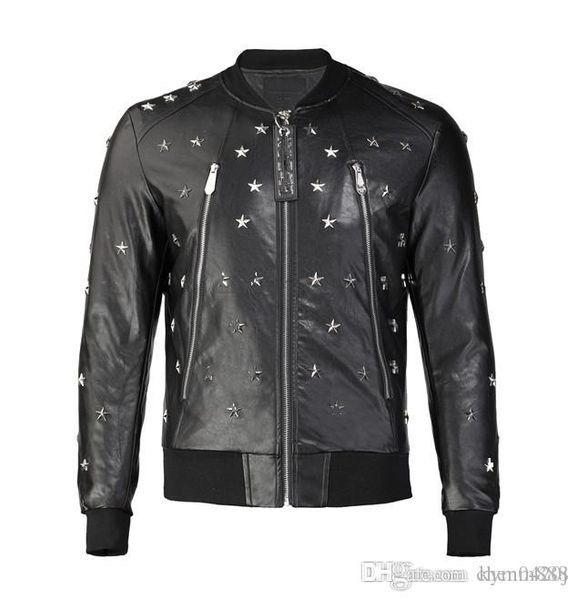 

новая мода мужская кожа мотоцикл пальто куртки используется кожа пальто кожа jack2t размер m~3xl #0032, Black