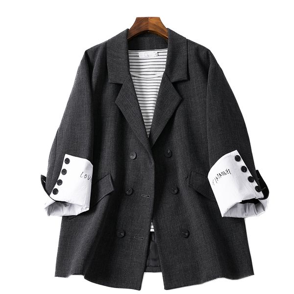 

women's suits & blazers korean retro ladies blazer stylish simple solid black loose suit jacket casual spring autumn women large size, White;black