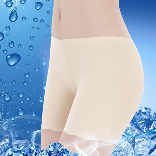 

women's safety pants casual underwear female safety short pants solid color ice silk seamless plain push up hip shorts, Black;pink