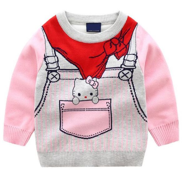 New Style Baby Pencil Drawing Cartoon Jacquard Sweater In Autumn And Winter Of 2019 Girls Knitted Sweater Patterns Free Knitting Sweaters From