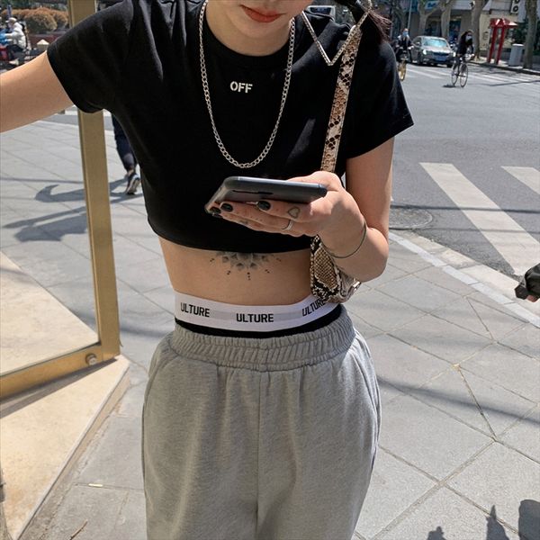 

2020 summer clothes ins fashion american navel clothing bm short-sleeved t-shirt women's elegant scheming slim women's fashion, White