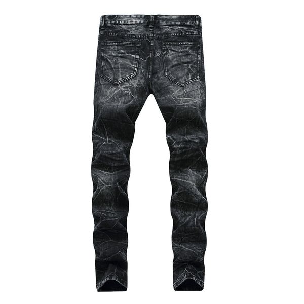 

мужчины рваные джинсы рваные модные прямые мотоциклетные байкерские джинсы fation джинсовые брюки уличная одежда в стиле джинс классный разм, Blue