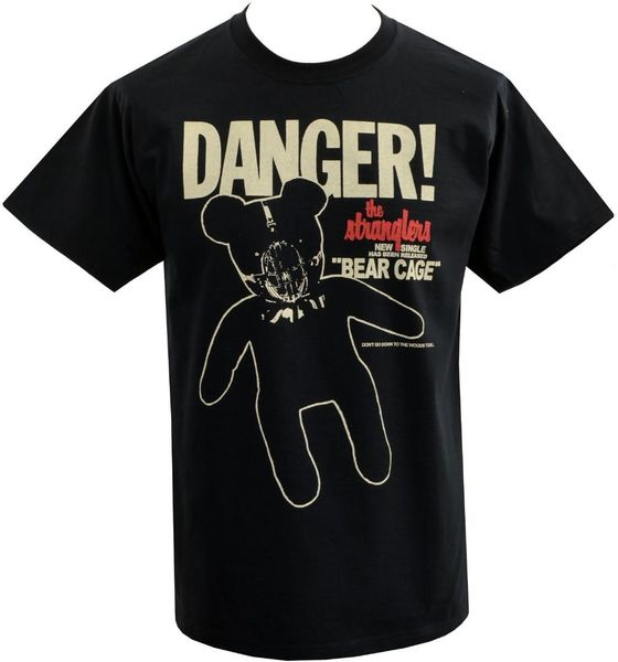 

mens punk t-shirt the stranglers bear cage bondage teddy rock 1977 single s-5xl, White;black