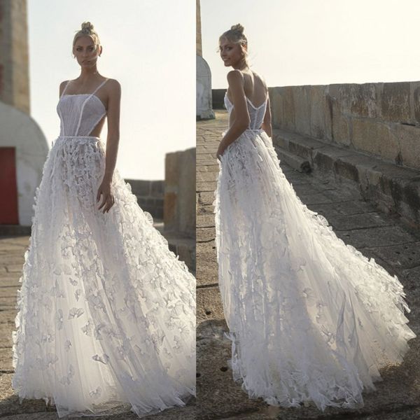 

charchy boho wedding dresses spaghetti a line ruffles floor length beach wedding dress custom made plus size bohemian bridal gowns, White
