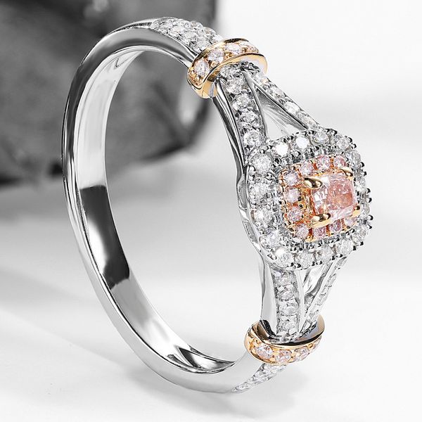 

100% 925 sterling silver vvs1 diamond ring for women anillos de 2 bizuteria solid silver 925 jewelry gemstone diamond ring, Golden;silver