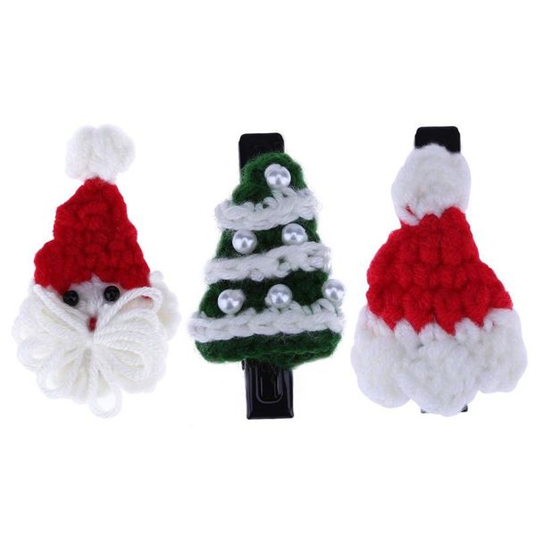 

handmade kitting christmas hair clip headdress hair accessories, Golden;white