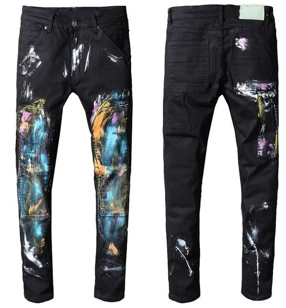 

of fashion tide brand mens designer new men cowboy pants casual classic luxury man boutique jeans, Blue